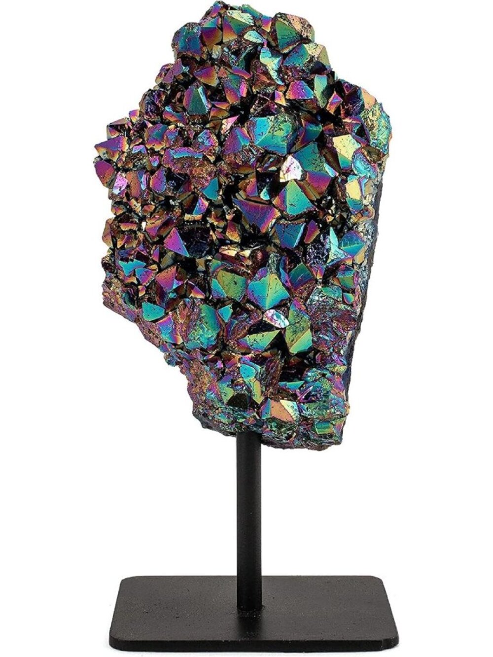 Large Angel Aura Quartz Geode on Stand - High Energy Healing Crystal Amethyst
